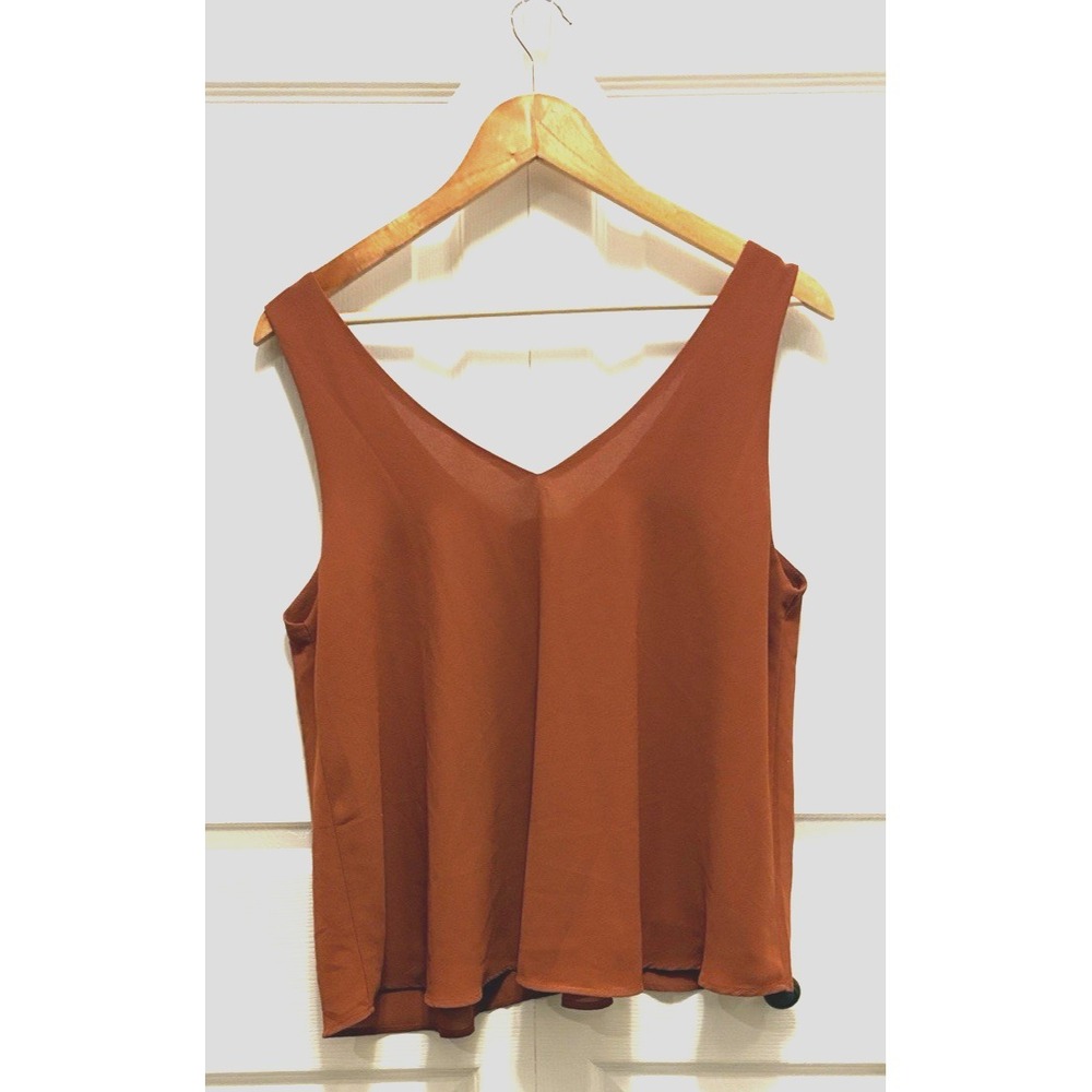 Be Cool Womens Long V-Neck Loose Fit Tank Top. Rust Color. Size L